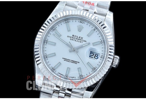 R41DJS-100J NF Datejust II 126334 904L Steel Fluted/Jubilee SS/SS White Sticks SA 3235