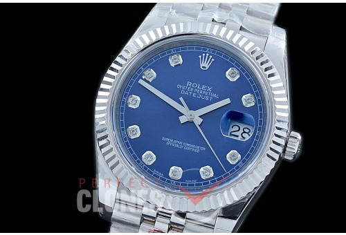 R41DJS-114J NF Datejust II 126334 904L Steel Fluted/Jubilee SS/SS Blue Diam SA 3235