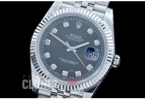 R41DJS-113J NF Datejust II 126334 904L Steel Fluted/Jubilee SS/SS Dark Rhodium Diam SA 3235