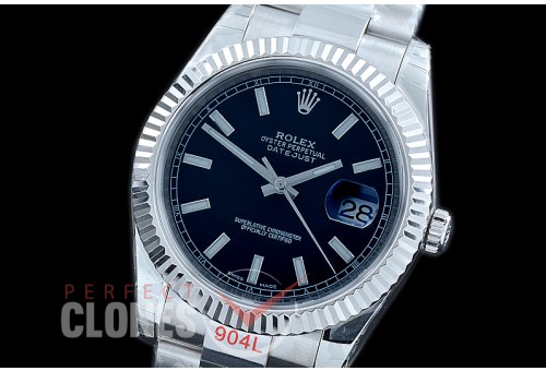 R41DJS-102 NF Datejust II 126334 904L Steel Fluted/Oyster SS/SS Black Sticks SA 3235