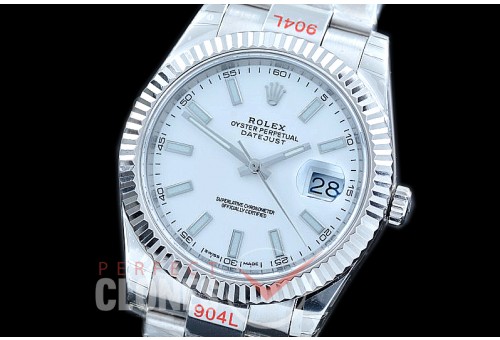 R41DJS-100 NF Datejust II 126334 904L Steel Fluted/Oyster SS/SS White Sticks SA 3235