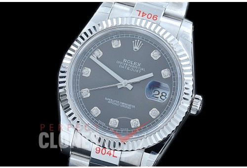 R41DJS-113 NF Datejust II 126334 904L Steel Fluted/Oyster SS/SS Dark Rhodium Diam SA 3235