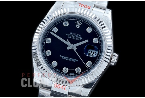 R41DJS-112 NF Datejust II 126334 904L Steel Fluted/Oyster SS/SS Black Diam SA 3235