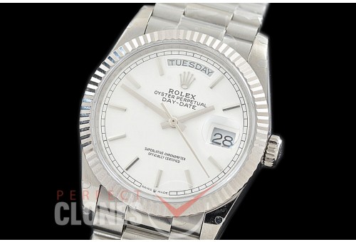 R36DDS-101 BP 128239 2019 DayDate SS/SS Fluted/President White Sticks A-2836