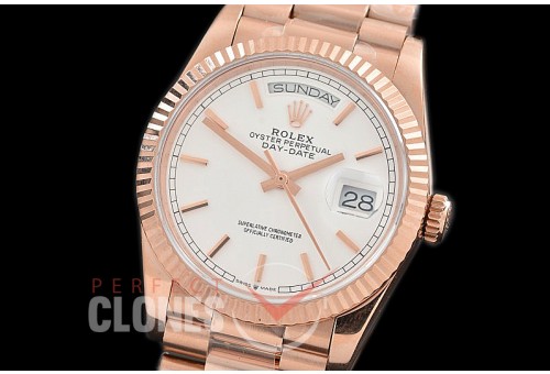 R36DDR-101 BP 128235 2019 DayDate RG/RG Fluted/President White Sticks A-2836