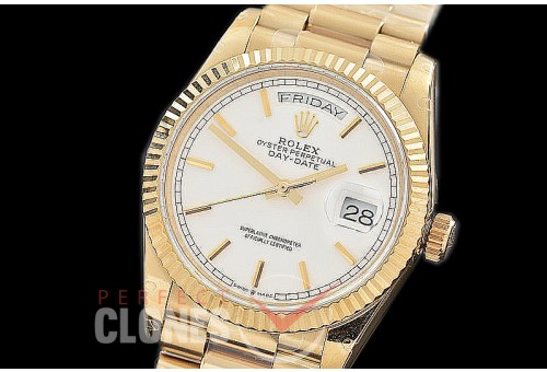 R36DDF-101 BP 128238 2019 DayDate YG/YG Fluted/President White Sticks A-2836