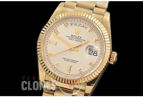 R36DDF-110 BP 128238 2019 DayDate YG/YG Fluted/President Silver Diamonds A-2836