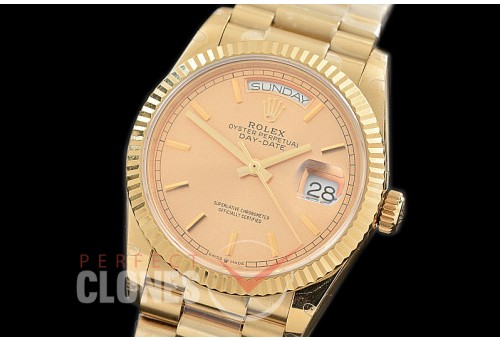 R36DDF-105 BP 128238 2019 DayDate YG/YG Fluted/President Gold Sticks A-2836