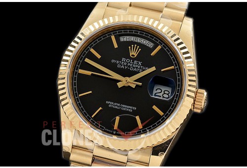 R36DDF-102 BP 128238 2019 DayDate YG/YG Fluted/President Black Sticks A-2836