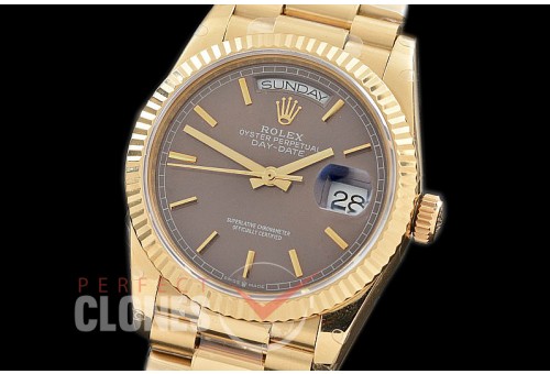 R36DDF-106 BP 128238 2019 DayDate YG/YG Fluted/President Brown Sticks A-2836