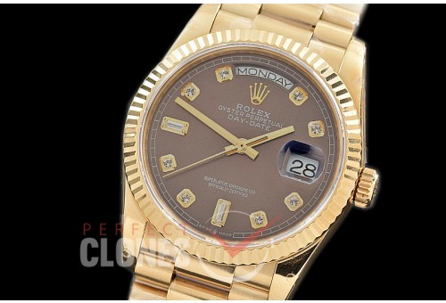 R36DDF-116 BP 128238 2019 DayDate YG/YG Fluted/President Brown Diamonds A-2836