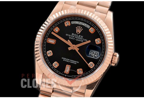 R36DDR-112 BP 128235 2019 DayDate RG/RG Fluted/President Black Diamonds A-2836