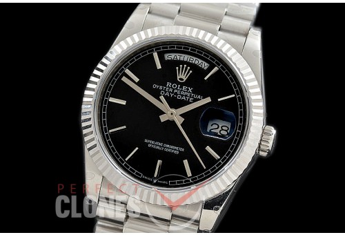 R36DDS-102 BP 128239 2019 DayDate SS/SS Fluted/President Black Sticks A-2836