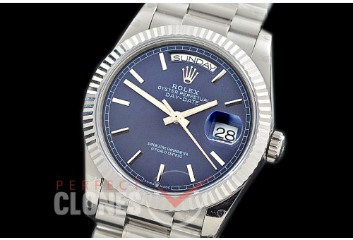 R36DDS-104 BP 128239 2019 DayDate SS/SS Fluted/President Blue Sticks A-2836