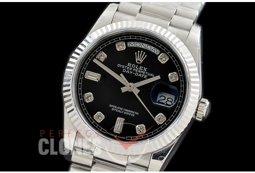 R36DDS-112 BP 128239 2019 DayDate SS/SS Fluted/President Black Diamonds A-2836