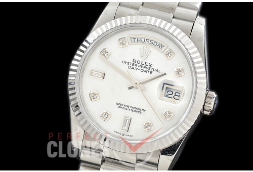 R36DDS-117 BP 128239 2019 DayDate SS/SS Fluted/President MOP White Diamonds A-2836