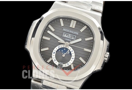 PP-5726-012 PF Nautilus 5726 Annual Calender SS/SS Grey Miyota 9100 Mod to Calibre 324