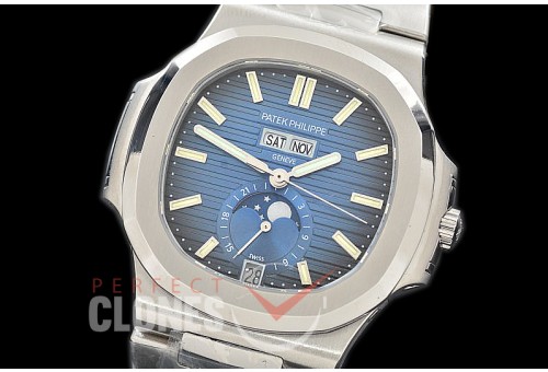 PP-5726-013 PF Nautilus 5726 Annual Calender SS/SS Blue Miyota 9100 Mod to Calibre 324