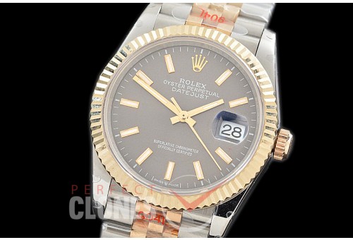 R36DJT-3235-103 GMF 126233 SS/YG Fluted/Jubilee Dark Rhodium Grey Sticks SH 3235 904L Steel 