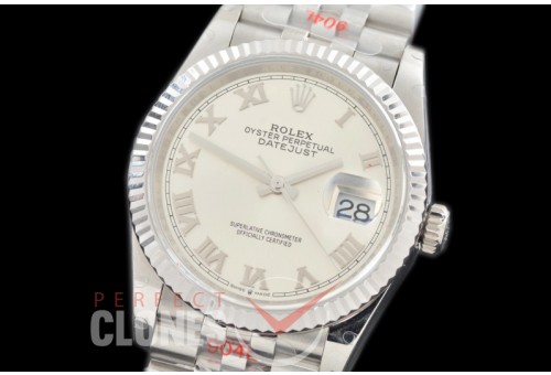 R36DJS-3235-120 GMF 126234 SS/SS Fluted/Jubilee Silver Roman SH 3235 904L Steel 