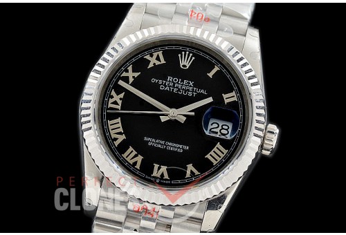 R36DJS-3235-122 GMF 126234 SS/SS Fluted/Jubilee Black Roman SH 3235 904L Steel 