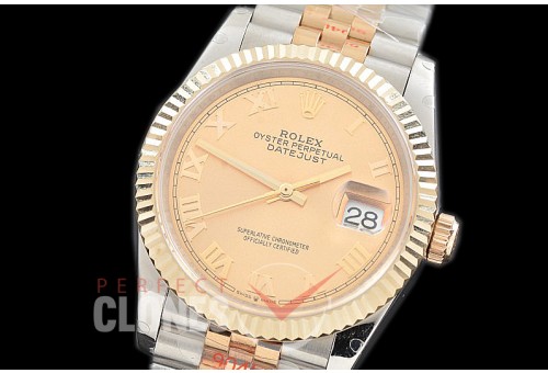 R36DJT-3235-125 GMF 126233 SS/YG Fluted/Jubilee Gold Roman SH 3235 904L Steel 