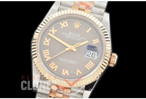 R36DJT-3235-123 GMF 126233 SS/YG Fluted/Jubilee Dark Rhodium Roman SH 3235 904L Steel 