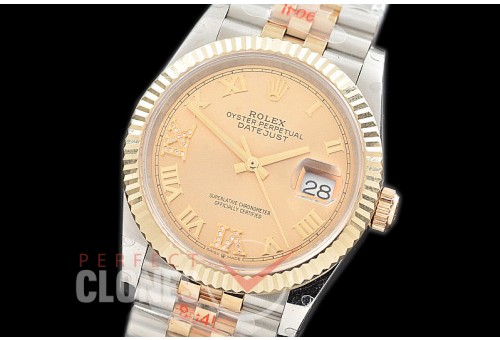 R36DJT-3235-127 GMF 126233 SS/YG Fluted/Jubilee Gold Roman SH 3235 904L Steel 