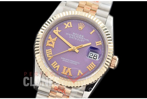 R36DJT-3235-129 GMF 126233 SS/YG Fluted/Jubilee Violet Roman SH 3235 904L Steel 