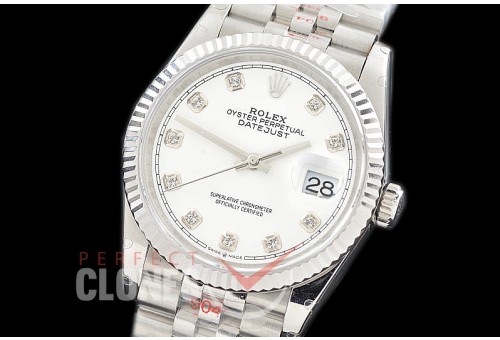 R36DJS-3235-111 GMF 126234 SS/SS Fluted/Jubilee White Diamonds SH 3235 904L Steel 
