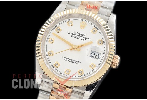 R36DJT-3235-111 GMF 126233 SS/YG Fluted/Jubilee White Diamonds SH 3235 904L Steel 