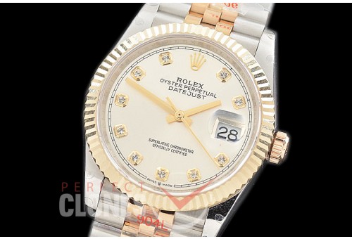 R36DJT-3235-110 GMF 126233 SS/YG Fluted/Jubilee Silver Diamonds SH 3235 904L Steel 