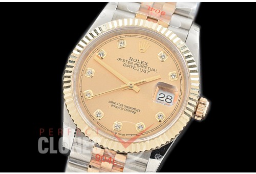 R36DJT-3235-115 GMF 126233 SS/YG Fluted/Jubilee Gold Diamonds SH 3235 904L Steel 