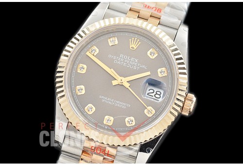 R36DJT-3235-113 GMF 126233 SS/YG Fluted/Jubilee Dark Rhodium Diamonds SH 3235 904L Steel 