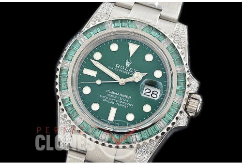 0 0 0 RLS-SP-028 NF Bling Special Edition Submariner 116610LV SS/SS Green A-2836