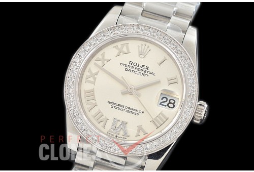 R31DJS-376 Datejust Midsize 278289RBR SS/SS Diam/President Silver Diam-Roman Asian Clone 2824