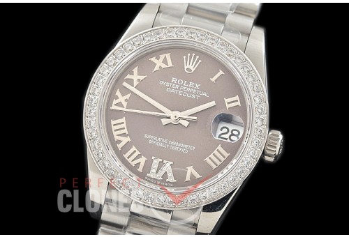 R31DJS-377 Datejust Midsize 278289RBR SS/SS Diam/President Dark Rhodium Diam-Roman Asian Clone 2824