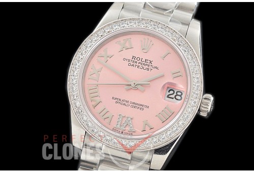 R31DJS-378 Datejust Midsize 278289RBR SS/SS Diam/President Rose Diam-Roman Asian Clone 2824