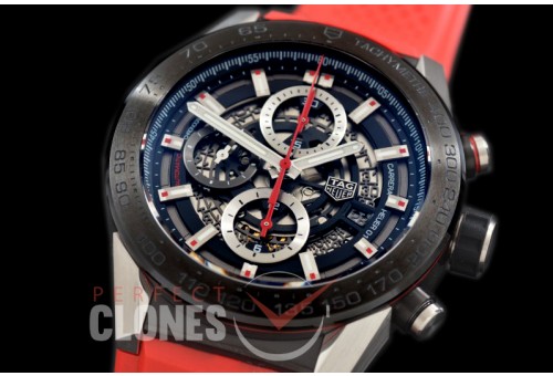 0 0 0 0 0 TGCH1-012R XF/VSF Carrera Heuer-01 Chronograph SS/PVD/RU Black-Red Skeleton A-7750