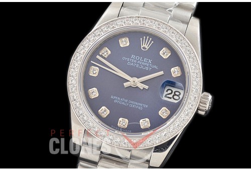 R31DJS-364 Datejust Midsize 278289RBR SS/SS Diam/President Blue Diam Asian Clone 2824