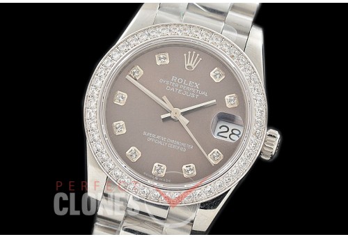 R31DJS-363 Datejust Midsize 278289RBR SS/SS Diam/President Dark Rhodium Diam Asian Clone 2824