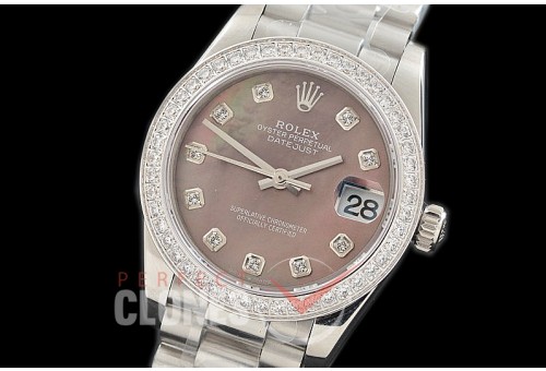 R31DJS-369 Datejust Midsize 278289RBR SS/SS Diam/President MOP Brown Diam Asian Clone 2824