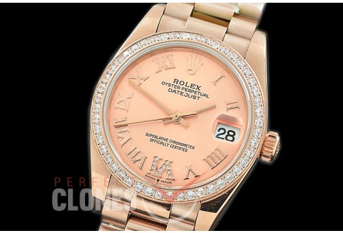 R31DJR-378 Datejust Midsize 278285RBR RG/RG Diam/President Rose Gold Diam-Roman Asian Clone 2824