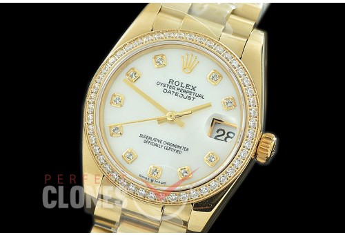R31DJF-367 Datejust Midsize 278288RBR YG/YG Diam/President MOP White Diam Asian Clone 2824