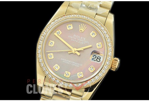 R31DJF-369 Datejust Midsize 278288RBR YG/YG Diam/President MOP Brown Diam Asian Clone 2824