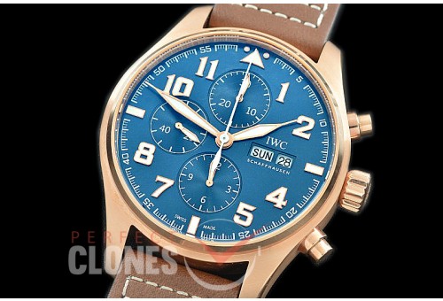 0 0 IWP00085 ZF V2 Pilot Chronograph 377721 Le Petit Prince Limited Edition RG/LE Blue A-7750