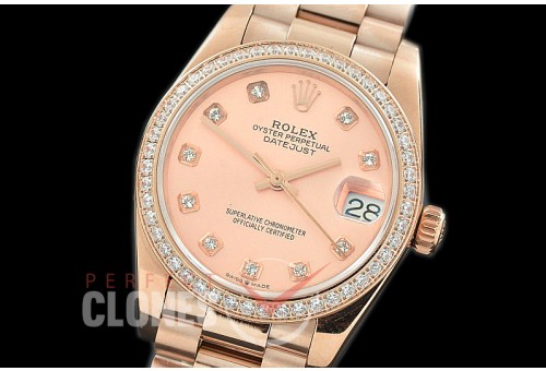 R31DJR-365 Datejust Midsize 278285RBR RG/RG Diam/President Rose Gold Diamond Asian Clone 2824
