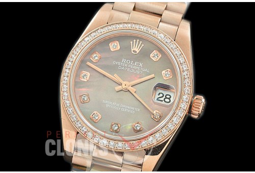 R31DJR-369 Datejust Midsize 278285RBR RG/RG Diam/President MOP Brown Diamond Asian Clone 2824