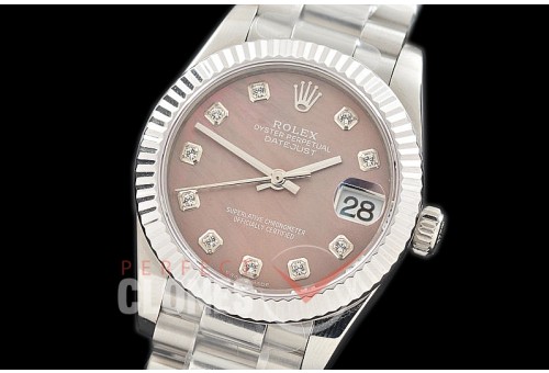 R31DJS-319 Datejust Midsize 278289 SS/SS Fluted/President MOP Brown Diamonds Asian Clone 2824