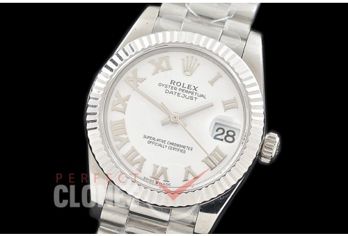 R31DJS-321 Datejust Midsize 278289 SS/SS Fluted/President White Roman Asian Clone 2824